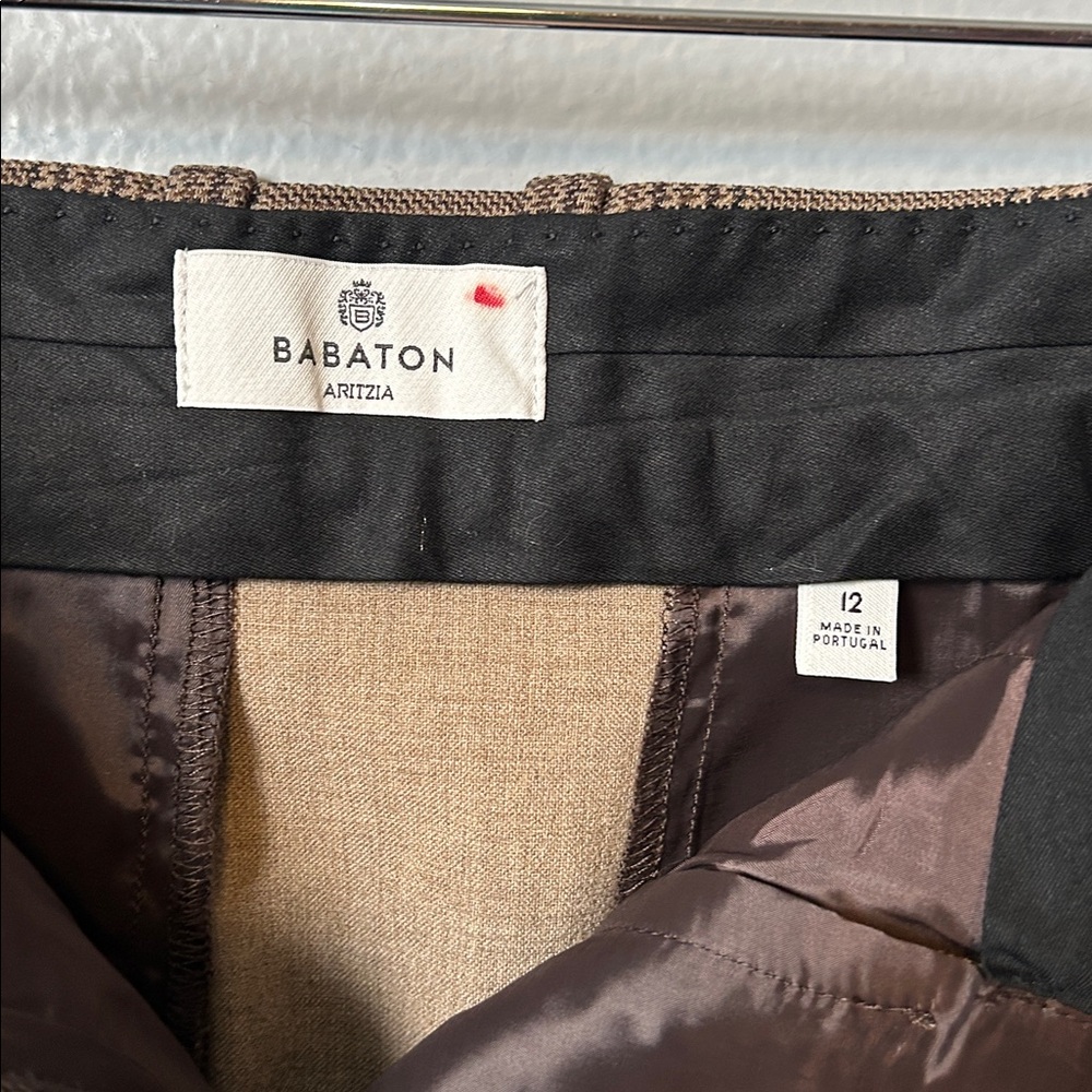 Babaton Chisel Checkered Brown Mini Skirt size 12 EUC - Picture 7 of 14
